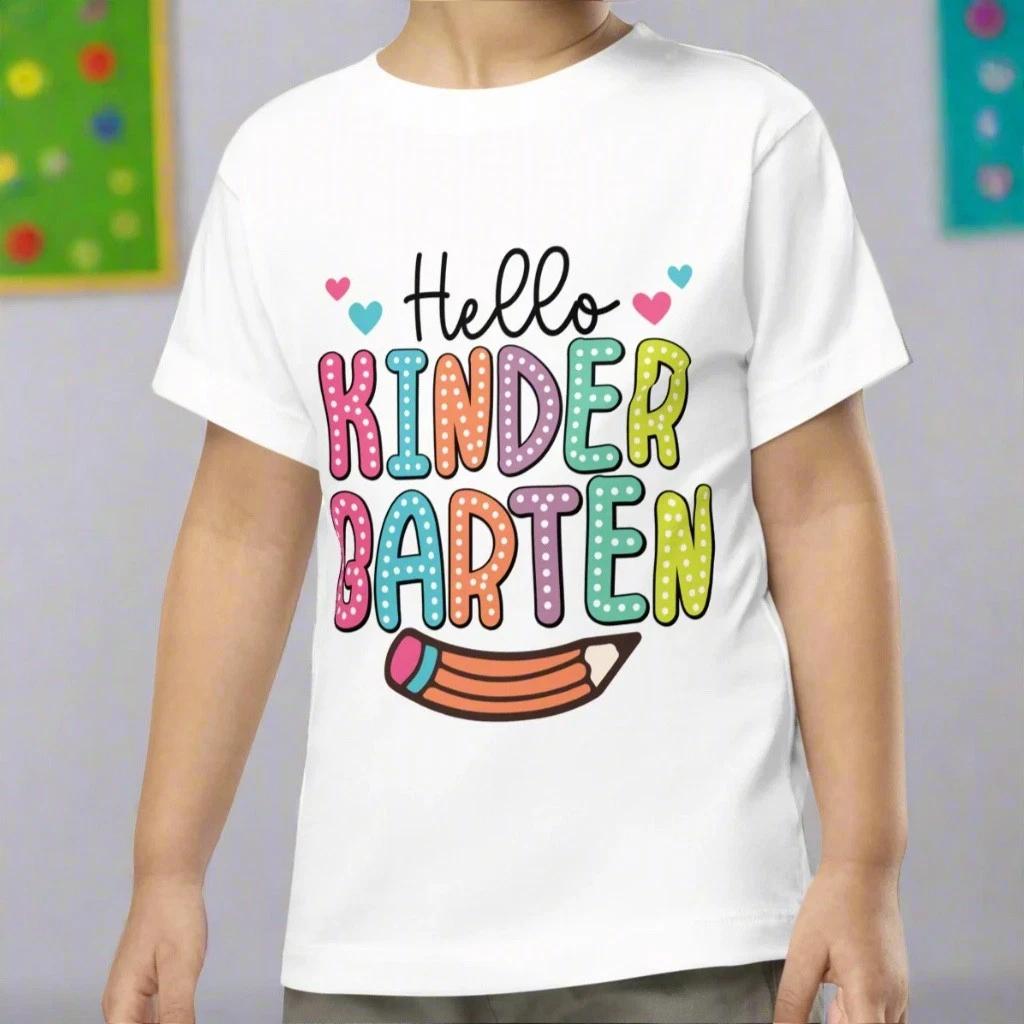 Hello Kindergarten Child T-Shirt, First Day of School Shirt, Back to School Tee 3XL