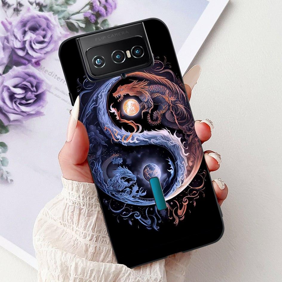 For Asus Zenfone 7 ZS670KS Case I002D Popular Flower Soft Black Silicone Phone Cover For Zenfone 7 Pro ZS671KS Funda I002DD Capa