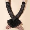 Elastic Sun Protection Sleeve Hollow Long Sleeved Arm Cover Sweet Lace Ice Silk Sleeves  Girl