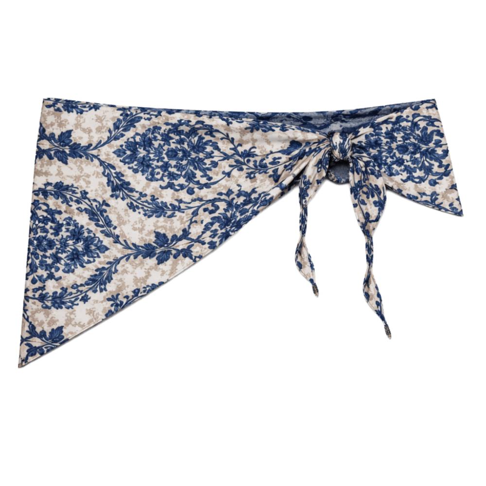 

Floral Print Triangle Scarf Imitation Silk Belt Scarf Versatile Waist Scarf Women Style C