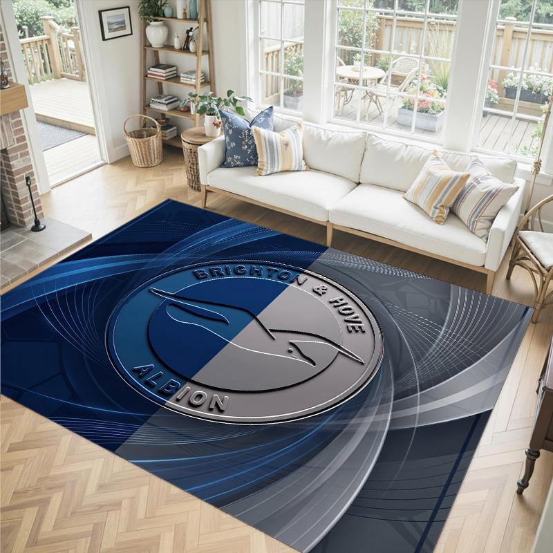 Brighton & Hove Albion Football Design Crystal Velvet Carpet Cozy Non?Slip Printed Rug For Bedroom Living Room Entrance