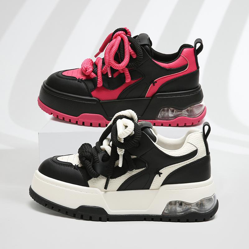 Strictly selected leather air cushion board shoes women's spring and summer bread shoes women's shoes casual little white shoes versatile sports heigh