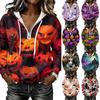 Women's Long Sleeve Halloween Print Hoodie Pullover with