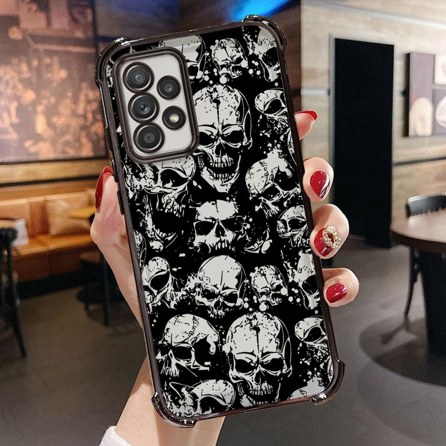 

Four Spooky Skull Patterns Phone Case for Samsung Galaxy A13 A24 A35 A36 A25 A26 A15 A21s A16 A33 A52 A17 Soft Cover Galaxy A17