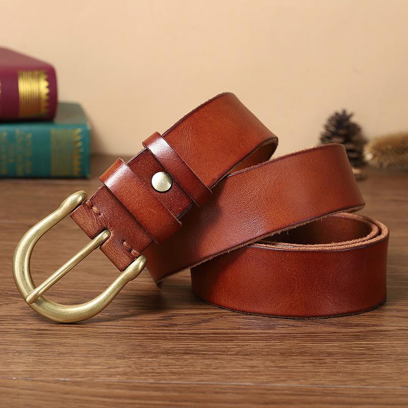 

Ремінь із латунною пряжкою. Чоловічий шкіряний ремінь із пряжкою. Перший шар із чистої худоби. Простий, універсальний, ретро, ​​повсякденний, молодий джинсовий ремінь. 100cm