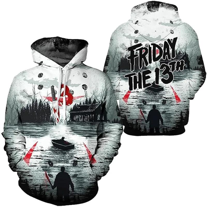 

13th Friday Vintage Толстовка 3D Print Hoodies Loose Мужская/ЖЕНСКАЯ Толстовка с капюшоном Holiday Kids Hoodie Long Sleeve Coat Мужская одежда 2XL