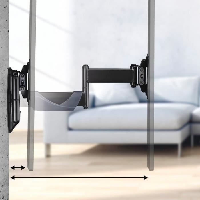 Support Mural TV - Hama - Inclinable Pivotant - Pour écrans 10" à 26" - Charge max. 30 kg - Métal