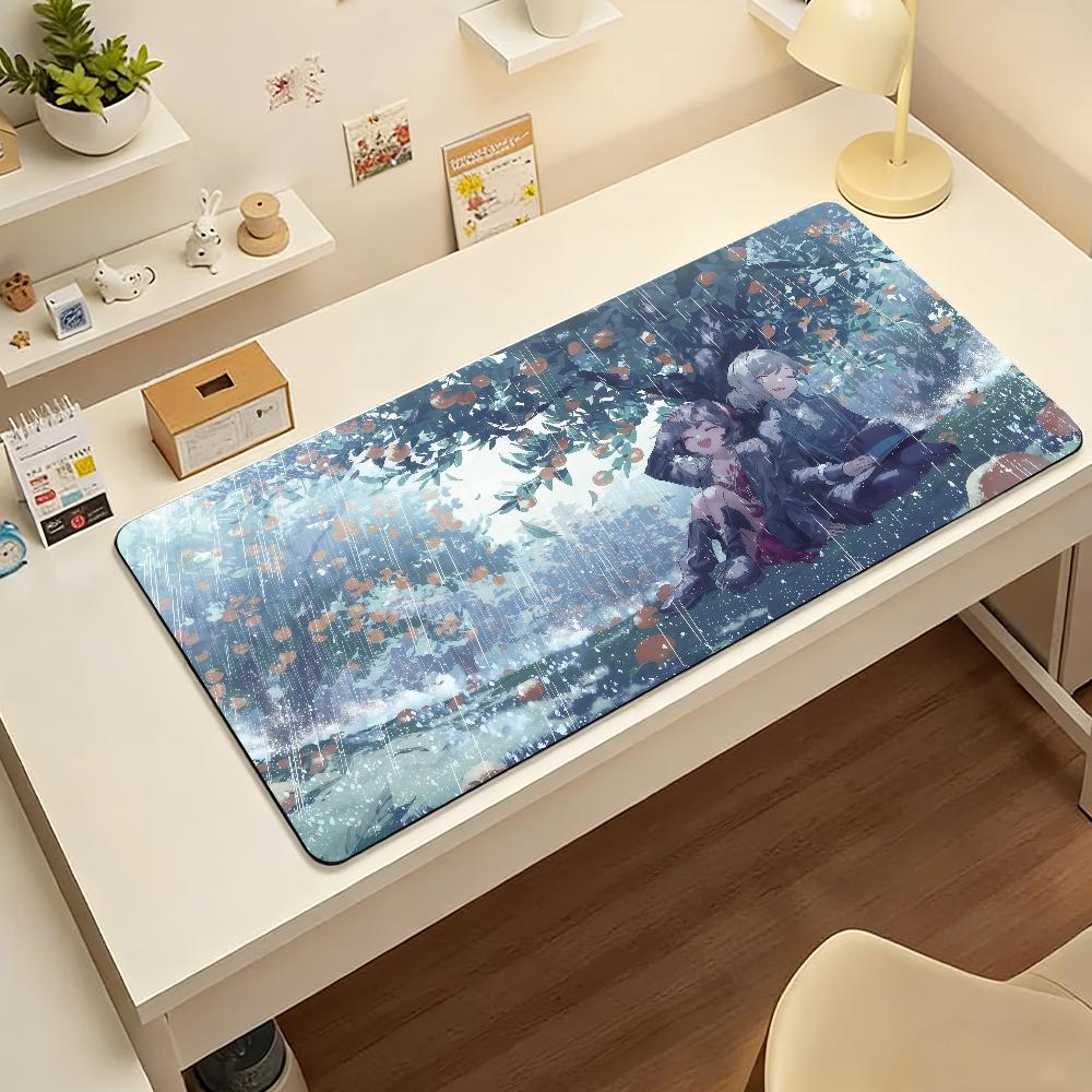 Large Gaming Desk Mat Antislip Rubber Base Stitched Edges Mythical Anime Character Beach Print Nonslip Extended Mouse Pad