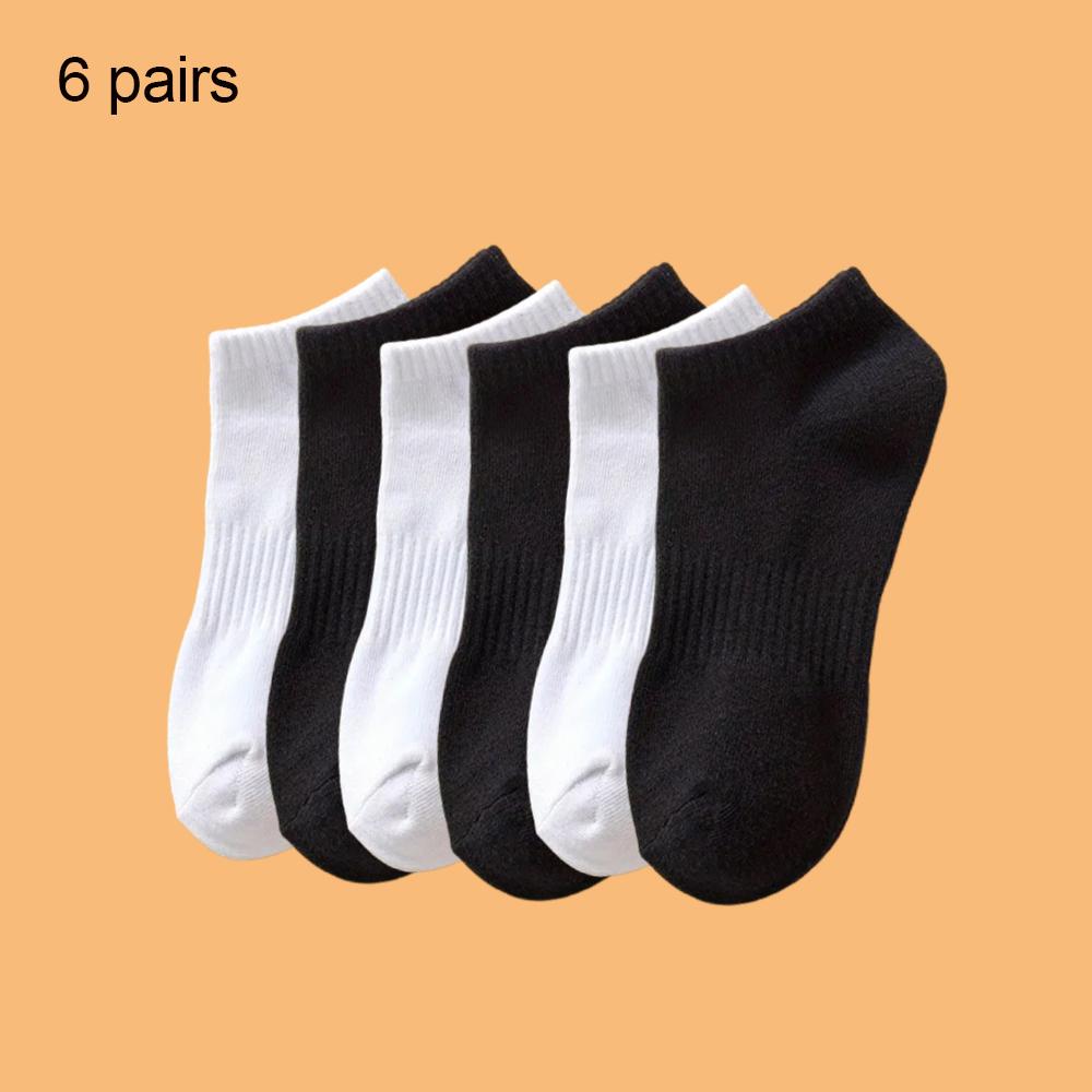 4/6 Pairs Solid Colour Socks Black White Multiple Style Soft Breathable Sports Ankle Men's Women's Summer Autumn Business Socks