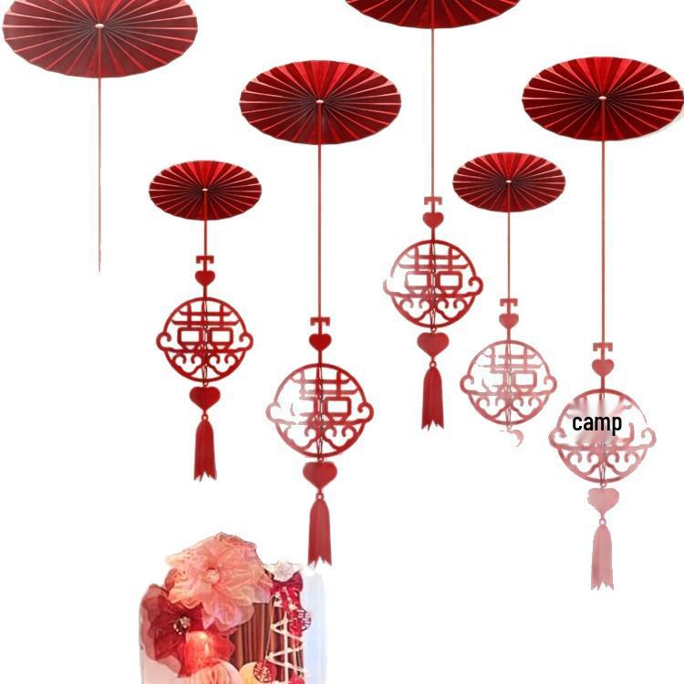 Double Happiness Wedding Ceiling Decorations: Bridal Bedroom & New Home Fan Ornaments