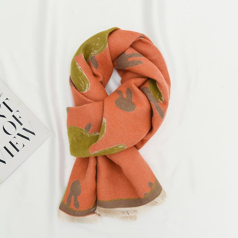 

Осенне-зимний теплый детский шарф Корейская версия Мультяшный принт с кроликом Модный детский шарф для мальчика и девочки Ветрозащитный