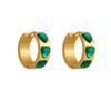 Gold Plated Green Heart Cubic Zirconia Hoop Earrings for Women Stainless Steel