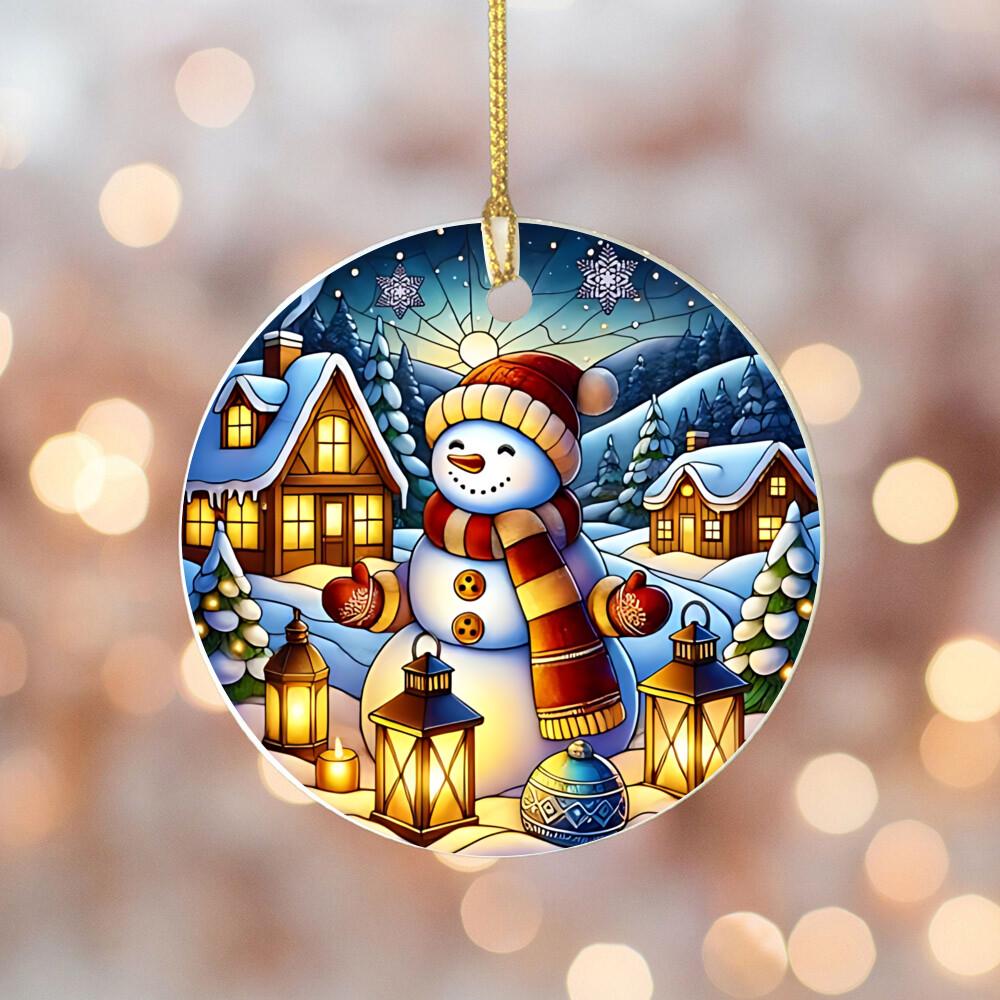 Christmas 2025 Ornament Christmas Decoration Holiday Gift Idea Round Ceramic Ornament Gift Exchange Xmas Tree Decor