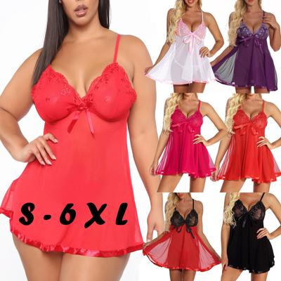 Sexy Plus Size Lingerie Lace Bow Nightwear Sleepwear Pajamas Nightwear