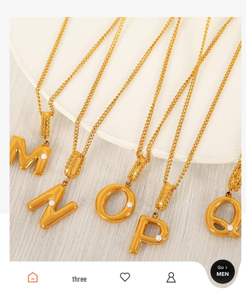 18k Gold-Plated Titanium Steel Bubble Letters Necklace for Women