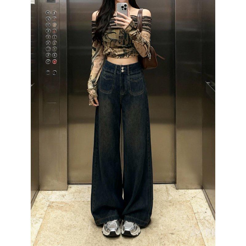 

Velvet Thickened Wide-Leg Jeans for Women - 2026 Autumn/Winter Retro High-Waisted Straight Leg Pants 4XL