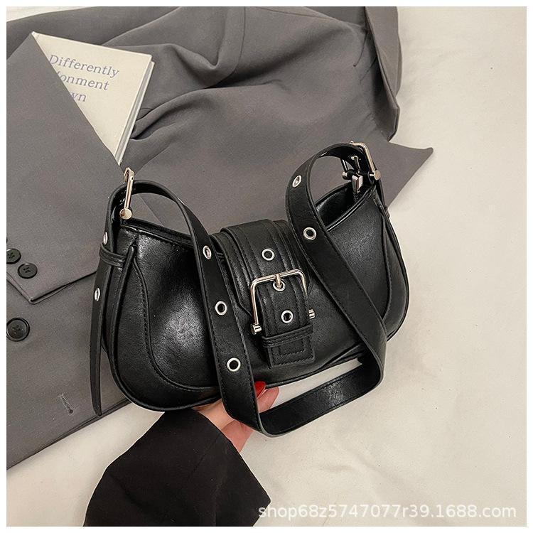 Textured underarm casual bag 2025 new fashion trend shoulder bag simple handbag retro solid color messenger bag