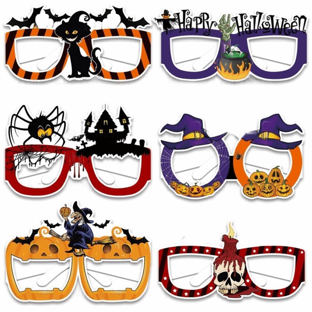 6 pcs Funny Cosplay Eyeglass Spider Design Party Photo Props Halloween Paper Glasses  Party