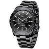 Benyar Men's Chronograph Watch 30M Water Resistant Formal Leather Band Silver Black Quartz Stylish Gift