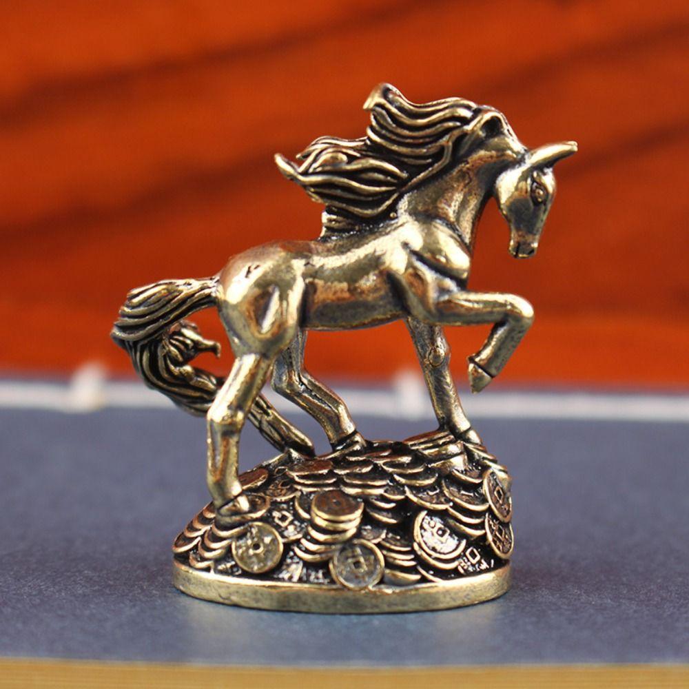 Mini Copper Horse Sculpture Realistic Retro Pony Statue Running Horse Ornaments  Chinese New Year