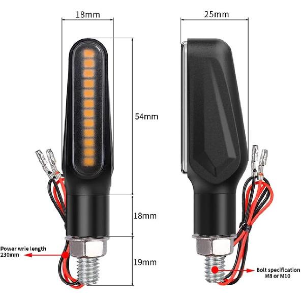 Motorcycle Blinkers Indicator Sequential Turn Signal Amber LED Lamp (Pack of 4)