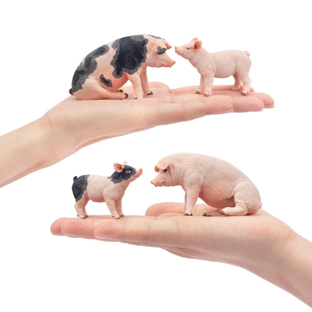 TOYMANY 8-Piece Farm Animal Figure Set, Pig Figures, Parent and Child Figures, Realistic Animal Models, Popular Animal Toys, Birthday Gifts,