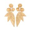 Cross-border metal texture three-dimensional ginkgo leaf flower stud earrings, sweet and versatile imitation pearl fringed earrings