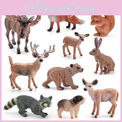 10pcs Realistic Forest Animal Figurines Set Including Moose Raccoon White Tailed Deer Brown Bear Red Fox And Rabbit Models For Home Decoration