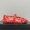 Fashion Luxury Black Pearl Round Head Buckle Ballet Sandals Summer Autumn Metal Hollow Commuting Casual Mary Jane Single Shoe Size 45