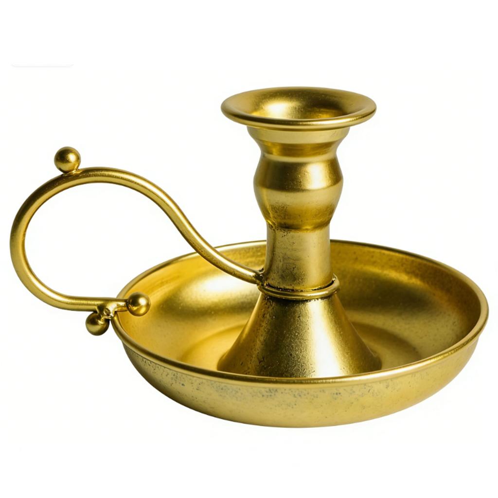 Taper Candle Holder Metal Golden Vintage Candlestick Holder with Handle for Party Wedding Decor Single Golden Candle