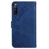 HT03 For Sony Xperia 10 VI Leather Case Butterfly Flower Wallet Phone Cover with Wrist Strap