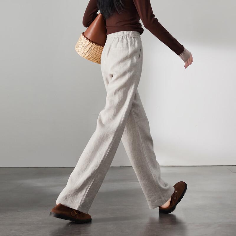 SOFSIL Women's Linen Wide-Leg Tie-Waist Casual Pants