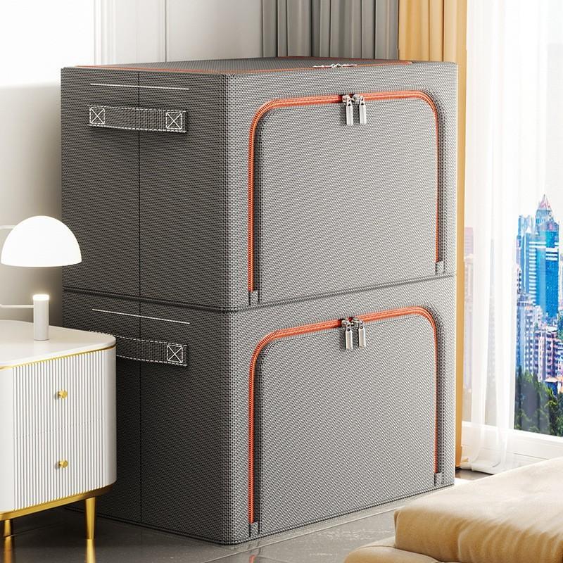 Foldable Storage Bin With Handles For Bedroom Organization And Clothes Closet Use