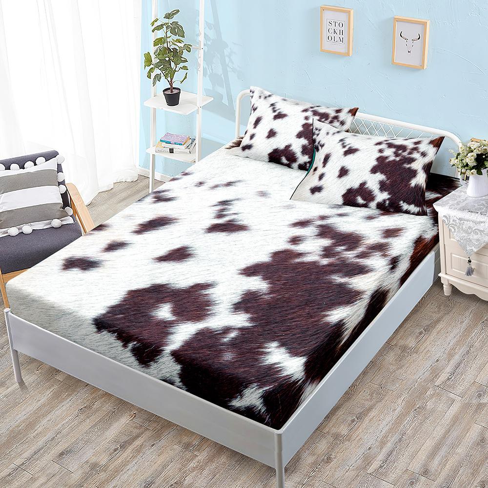 Animal Fur Texture Bed Hat Three-Piece Bed Cover Pillowcase Mattress Protective Cover