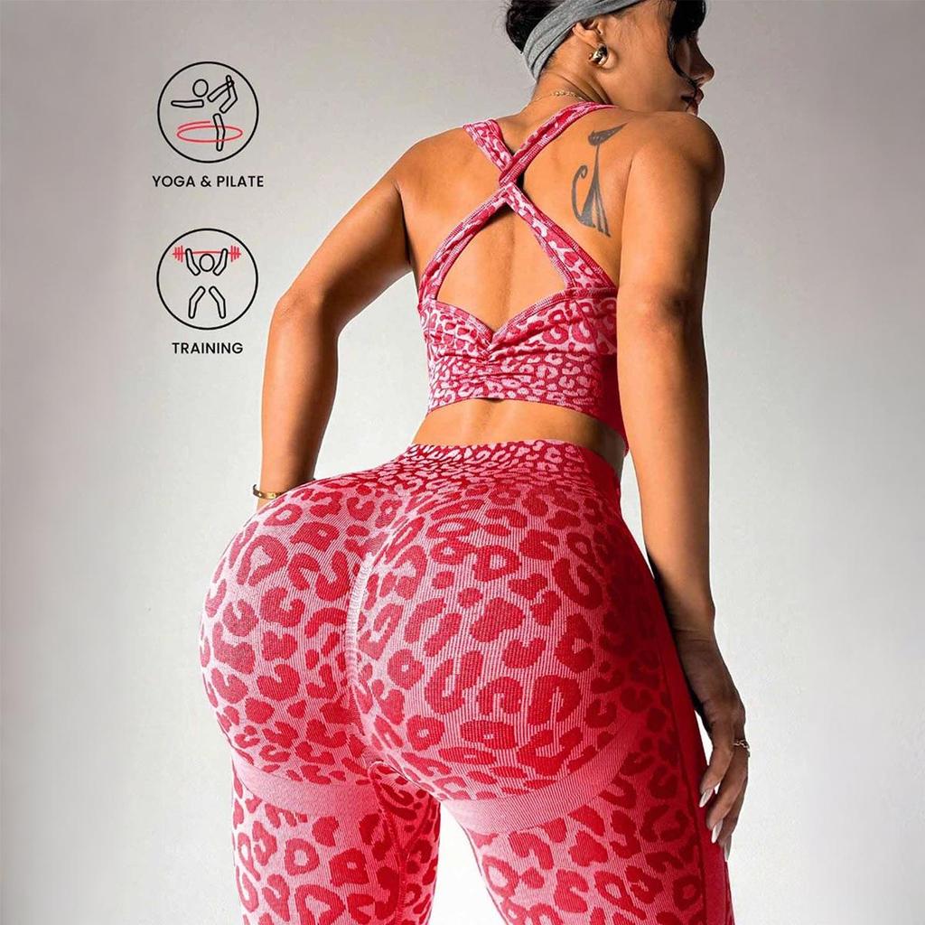 Women's Seamless Cross-Back Sports Yoga Set - 2-Piece Fitness & Casual Wear