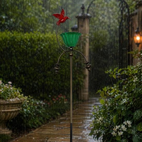 Outdoor Bird Feeder, Bird Baths for Outside, Metal Flower Garden Stakes Bird Bath, Hummingbird