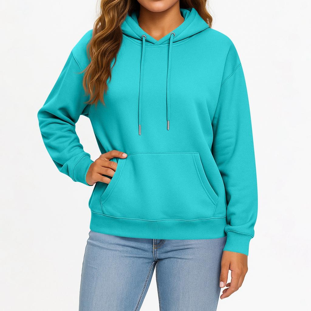 Women's And Men's Fashion Solid Color Long Sleeved Hooded Pullover With Pockets Casual Adult Sweatshirt Top