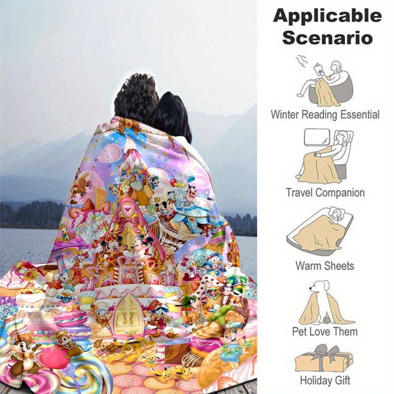 1pc, Disney Characters (1) Cozy Flannel Throw Blanket Perfect Gift for Bedroom, Living Room, Travel, Camping, Car