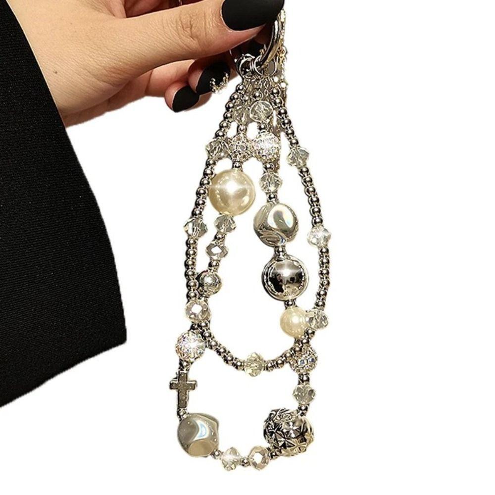 Hanging Cord Y2K Phone Chain Pearl Bead Cellphone Strap Fashion Mobile Phone Lanyard  Jewelry Gift