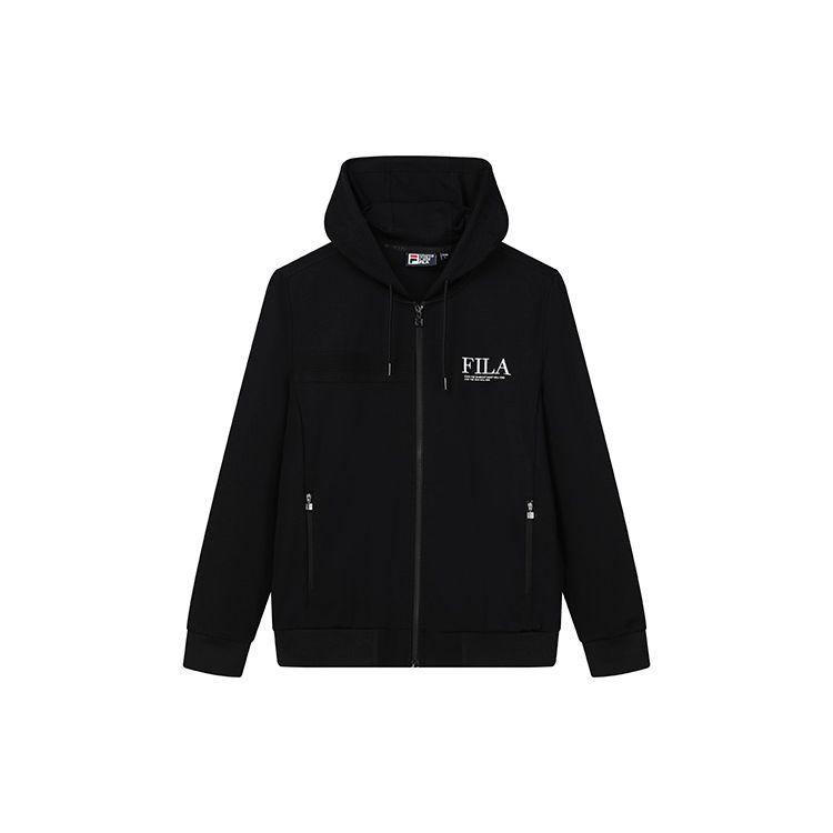 

Fila Solid Logo Lightweight Casual Sports Breathable Knitted Hooded Jacket Men Jacket Black F11M228501F-BK M