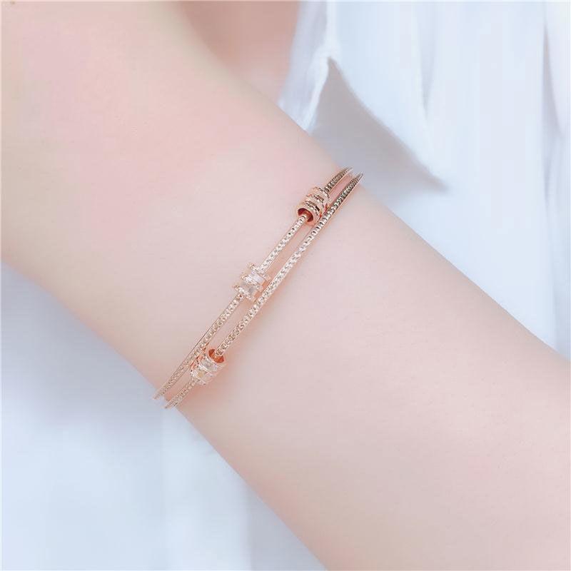 Purple Gold-Plated Rose Gold Color Gold Fashion Foreign Style Simple Small Waist Double-Layer Bracelet