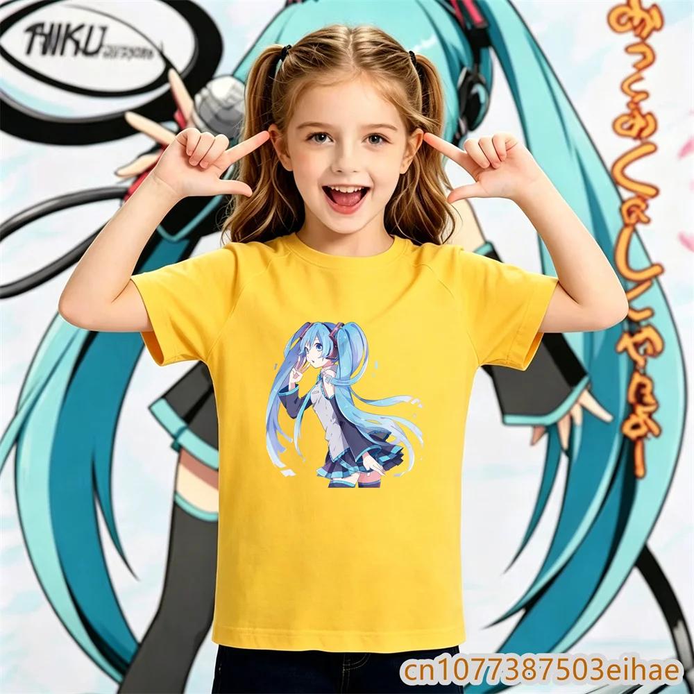 Hatsune Miku Anime Future Peripheral Collaboration Pure Cotton COS Anime Cartoon Printed Boy and Girl New Casual Tshirt