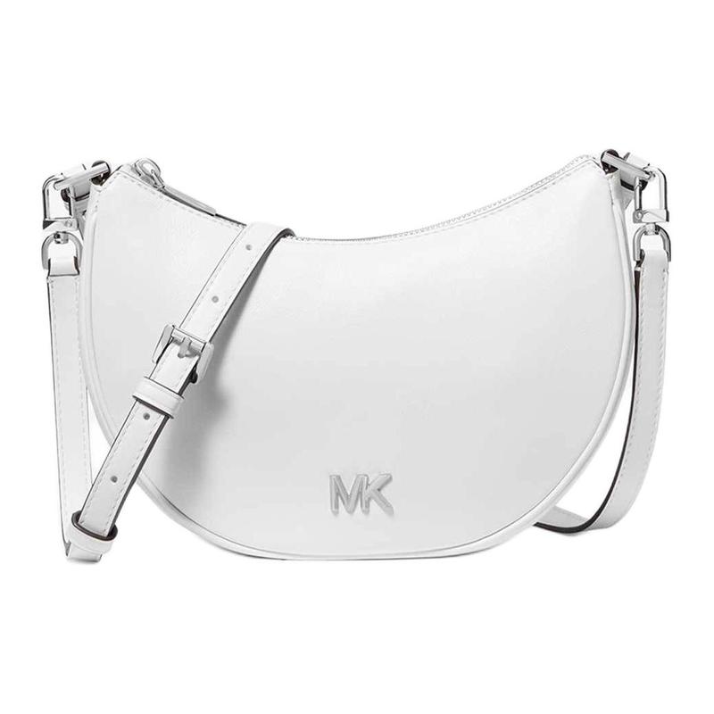 Michael Kors Kyla Kayla Crescent Silhouette Full Grain Tumbled Leather Handbag Small Women's Optical White