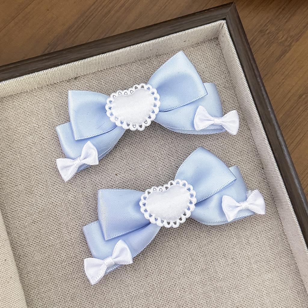 Sweet and lovely heart-shaped lace bow hairpin, girl princess afternoon tea headwear, hair accessory