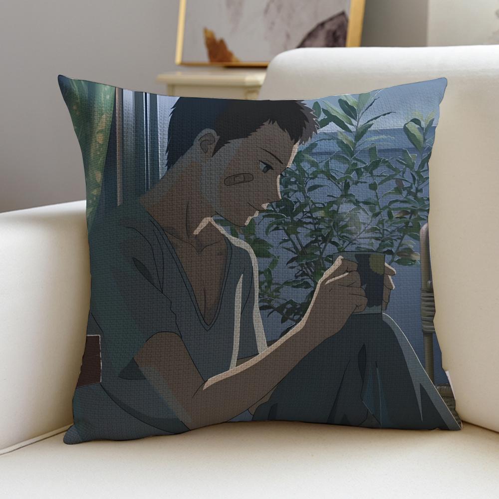Serene TThe Garden of WordsS Cushion Cover Breathable and skinfriendly linen pillowcase square removable and washable cushion