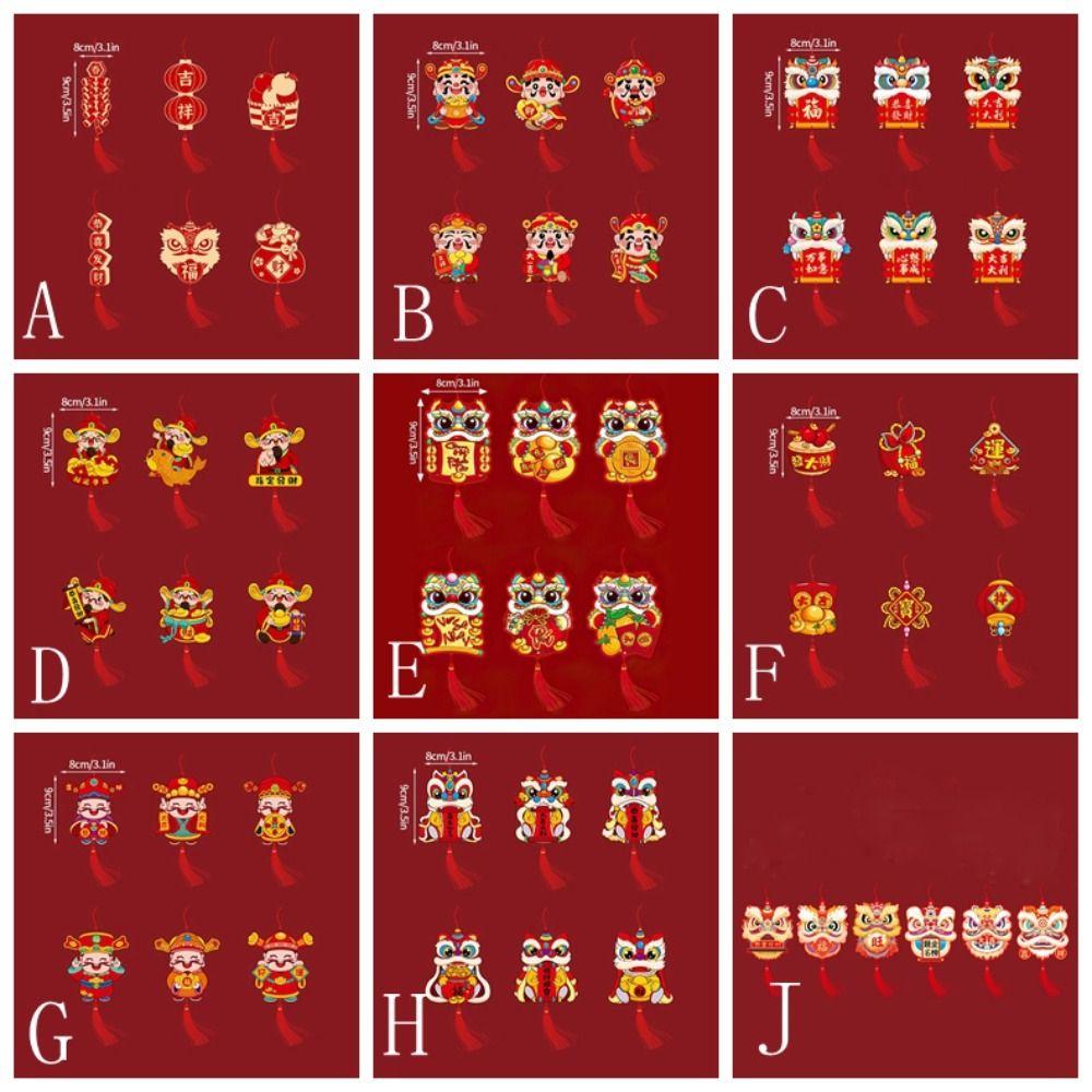 6pcs/set Paper Potted Plant Pendant Tassel Lunar Year Tree Pendant Spring Festival Decorations