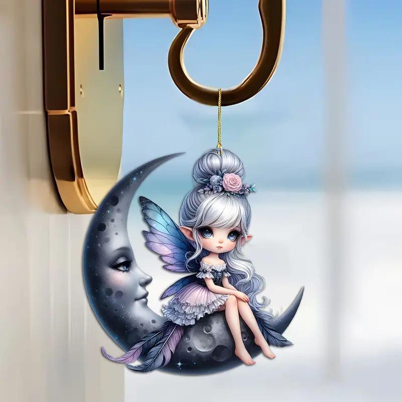 

Акриловый плоский кулон-фея с цветком для автомобиля - Мультяшный стиль, Зеленый, Свежий дизайн Standard