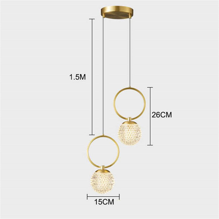 G9 Creative Copper LED Globe Restaurant Bar Pendant Light Acrylic Ball Study Bedside Hanging Lamp Kitchen Island Pendant Lamps