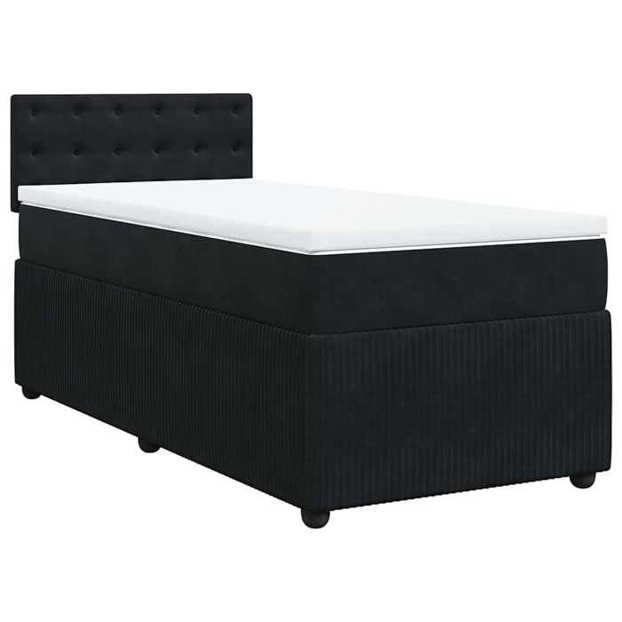 Exclusive House - Bed Slat Base with Mattress Black 100x200 Cm Velvet