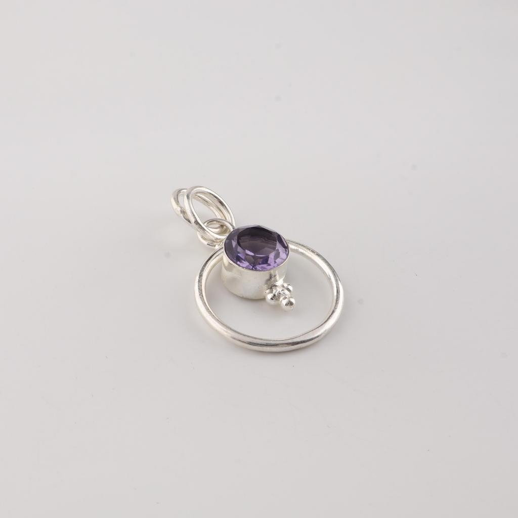 Iolite Gemstone 925 Sterling Silver Handmade Women's Necklace Elegant Pendant 1.2" PP-68-9
